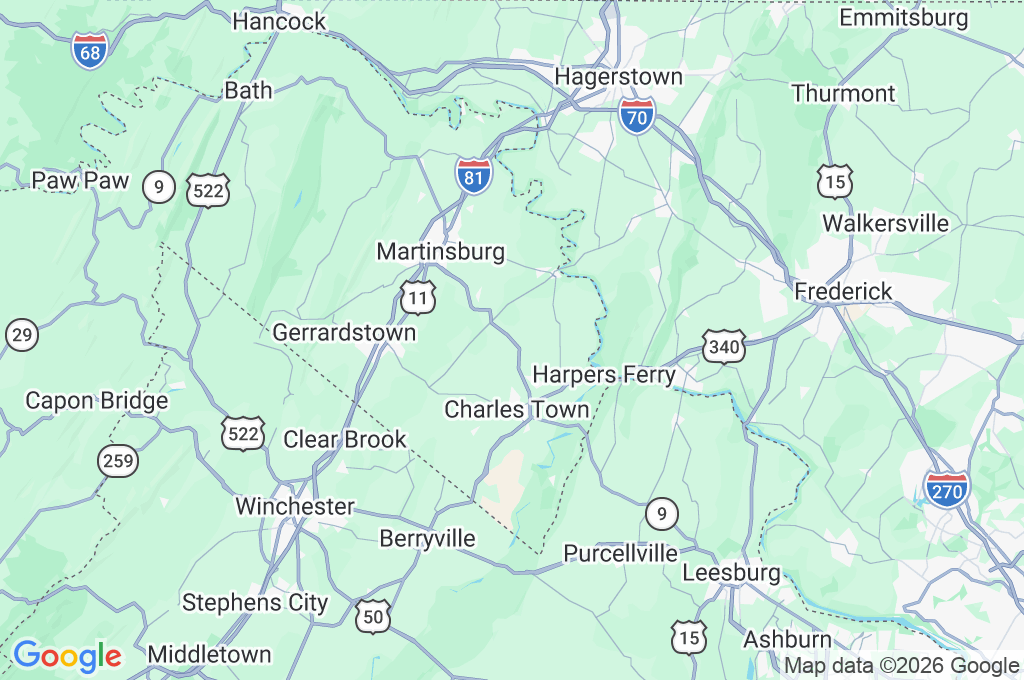 Shenandoah Junction Area Map