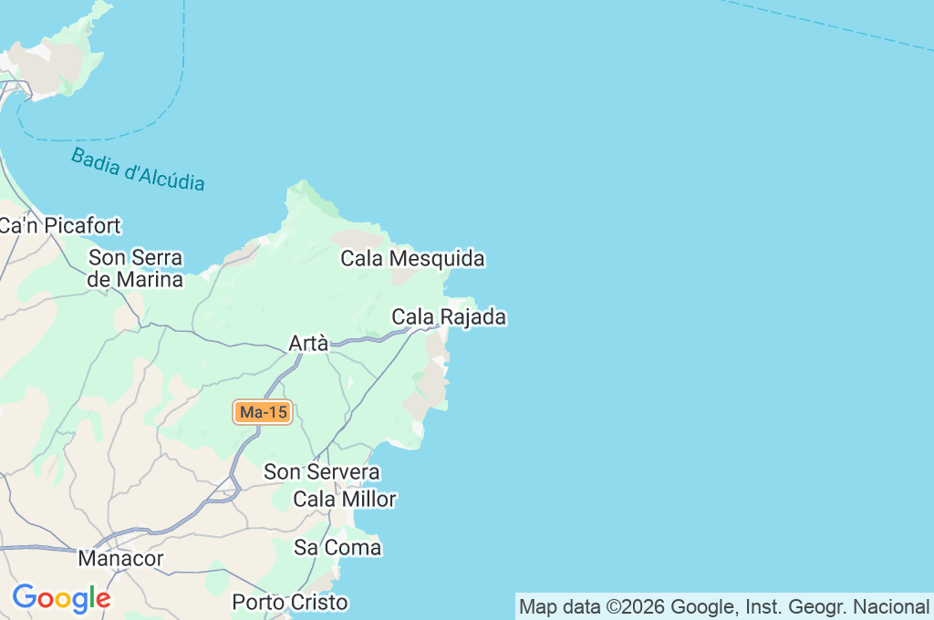 Cala Gat Area Map Cala Gat Area Map
