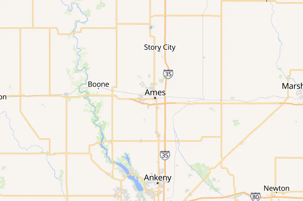 Universidad Estatal de Iowa Area Map