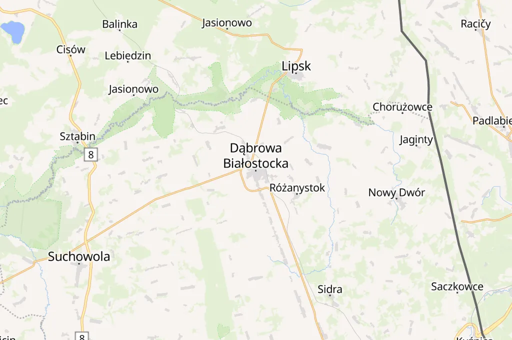 Dąbrowa Białostocka Area Map
