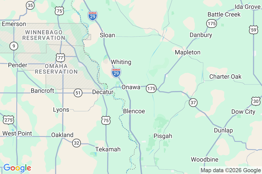 Onawa Area Map Onawa Area Map