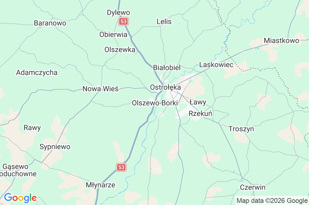 Olszewo-Borki Area Map