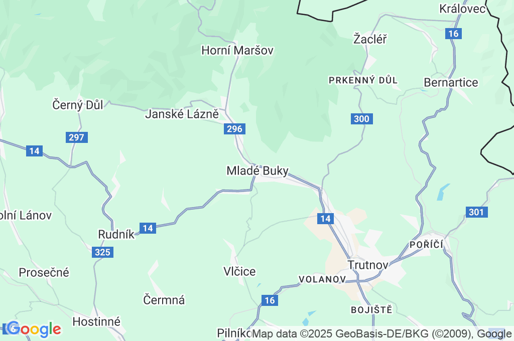 Mladé Buky Area Map