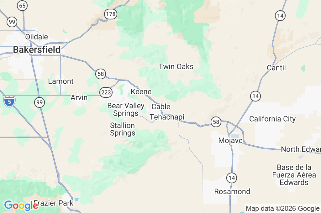 Tehachapi Area Map