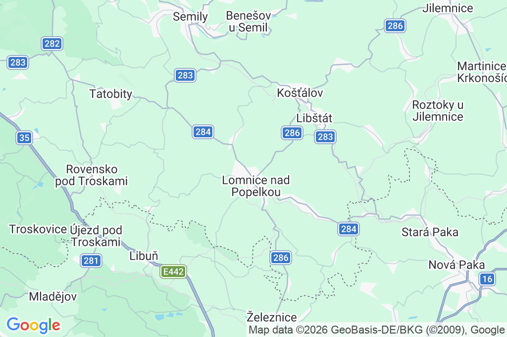 Lomnice nad Popelkou Area Map Lomnice nad Popelkou Area Map