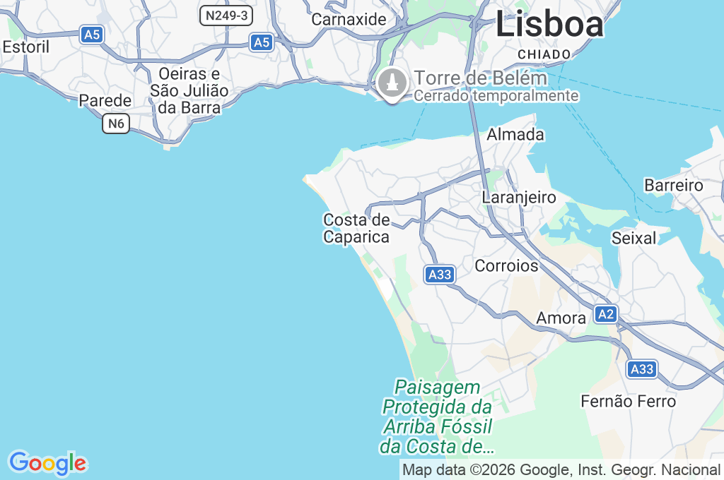 Costa da Caparica Area Map Costa da Caparica Area Map