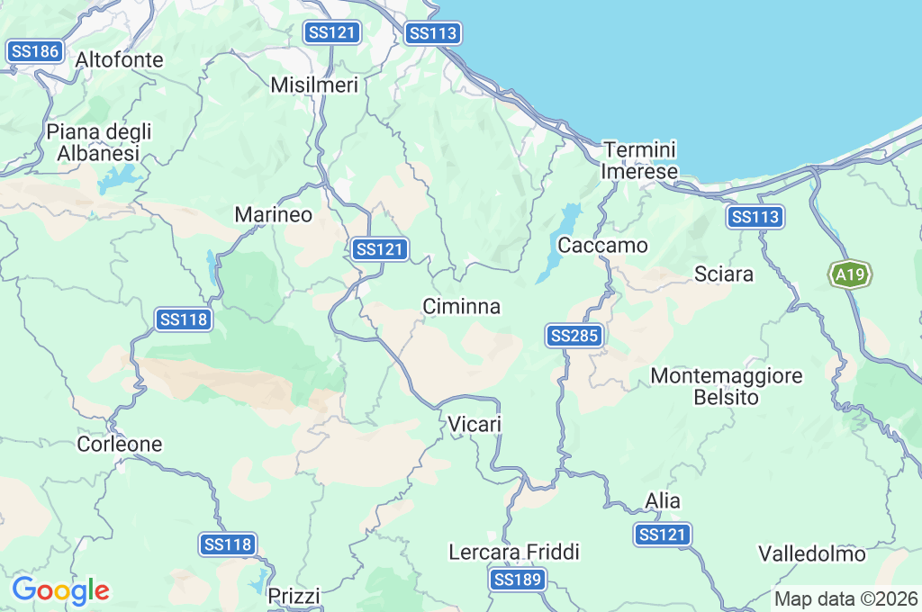 Ciminna Area Map