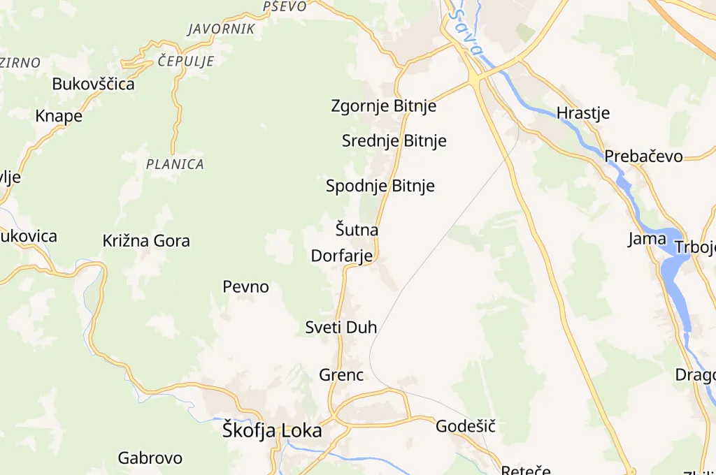 Šutna Area Map