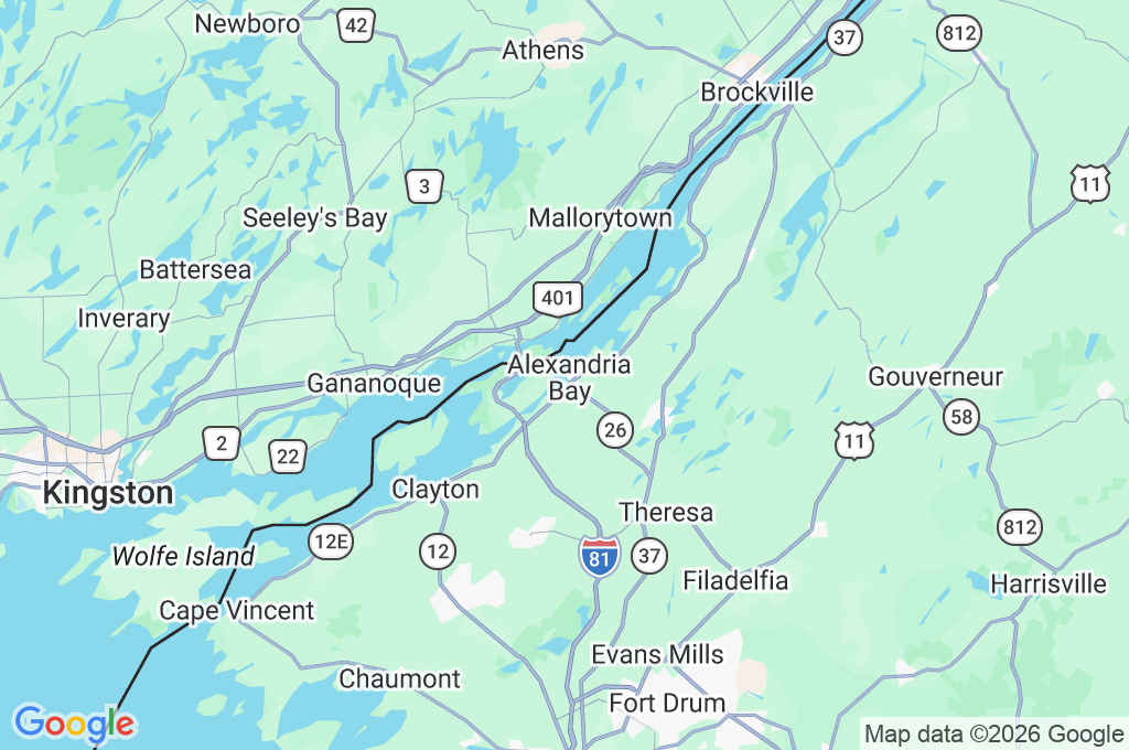 Alexandria Bay Area Map