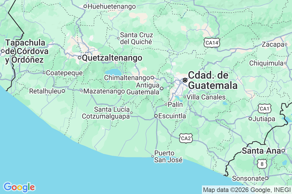 Volcán de Fuego Area Map Volcán de Fuego Area Map