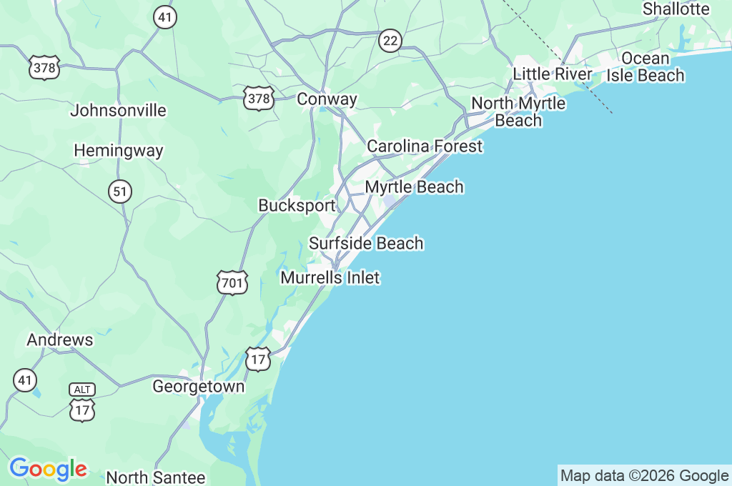 Muelle de Surfside Beach Area Map Muelle de Surfside Beach Area Map