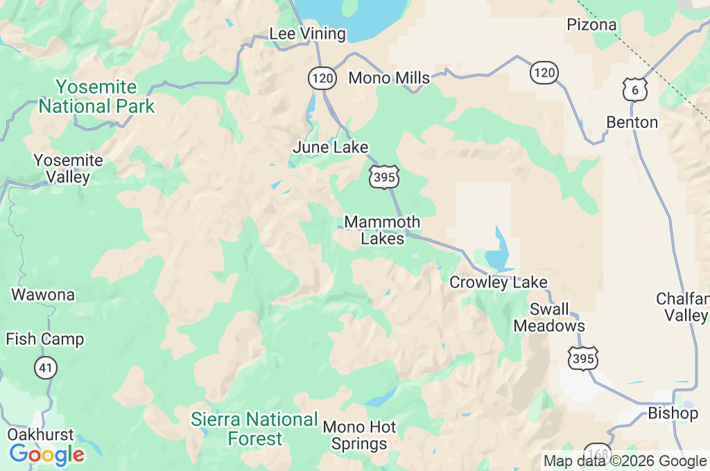 Estación de Esquí Mammoth Mountain Area Map
