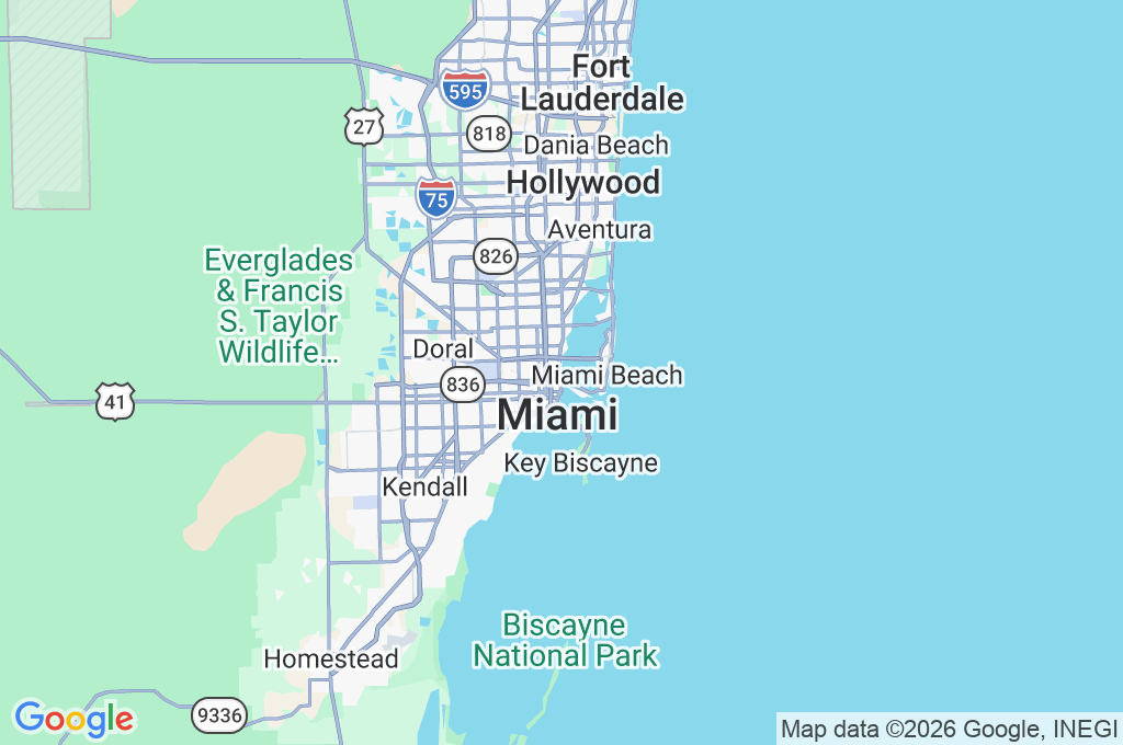 Bahía de Biscayne Area Map Bahía de Biscayne Area Map