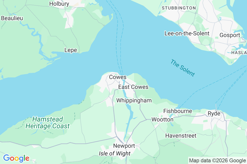 Puente flotante de Cowes Area Map Puente flotante de Cowes Area Map