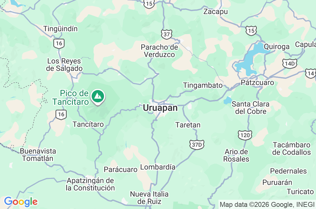 Uruapan Area Map Uruapan Area Map