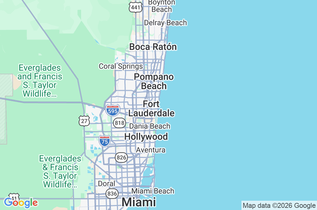 Playa de Fort Lauderdale Area Map Playa de Fort Lauderdale Area Map