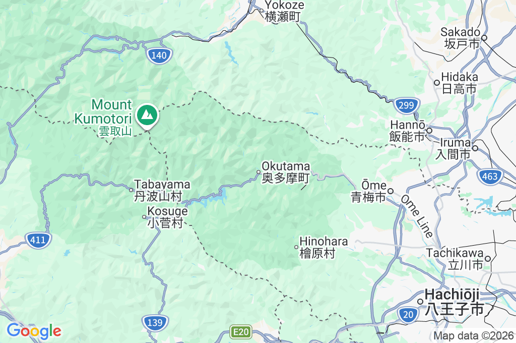 Bosque de Okutama Area Map Bosque de Okutama Area Map