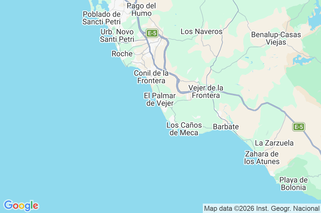 Playa de El Palmar Area Map Playa de El Palmar Area Map