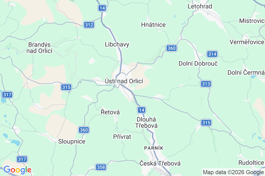 Ústí nad Orlicí Area Map