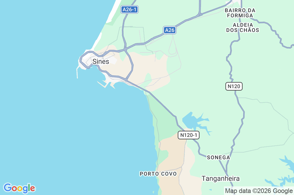 Playa de São Torpes Area Map