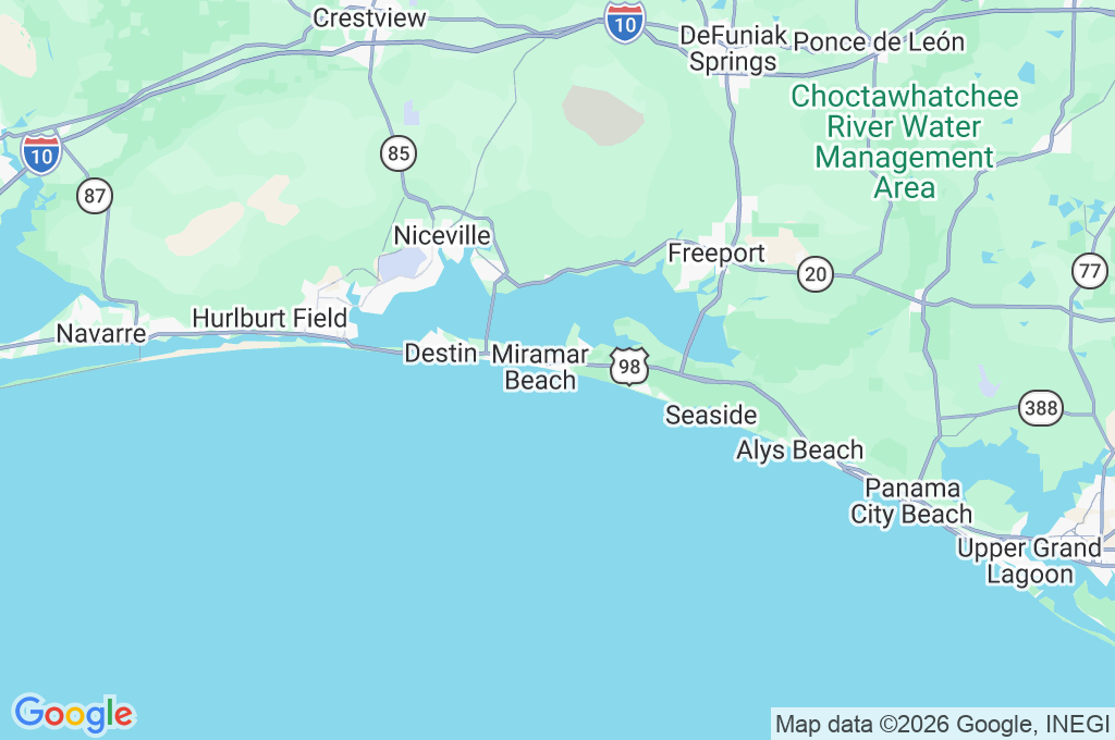 Miramar Beach Area Map