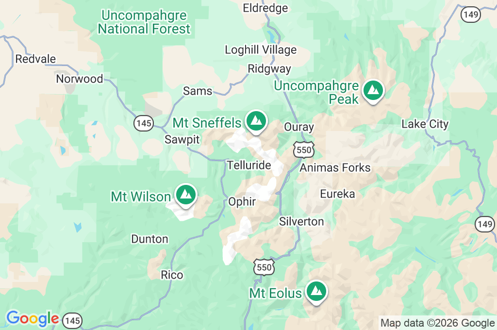Telluride Area Map Telluride Area Map