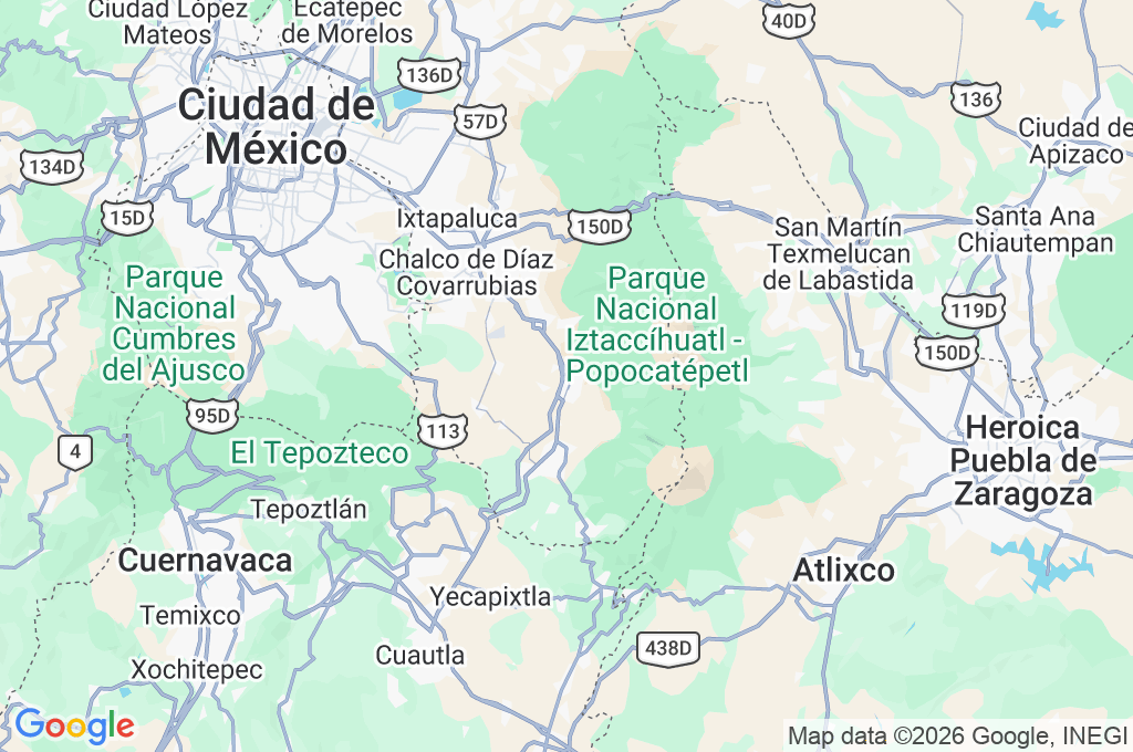 Amecameca Area Map