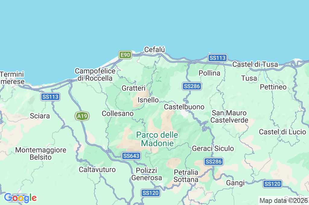 Isnello Area Map