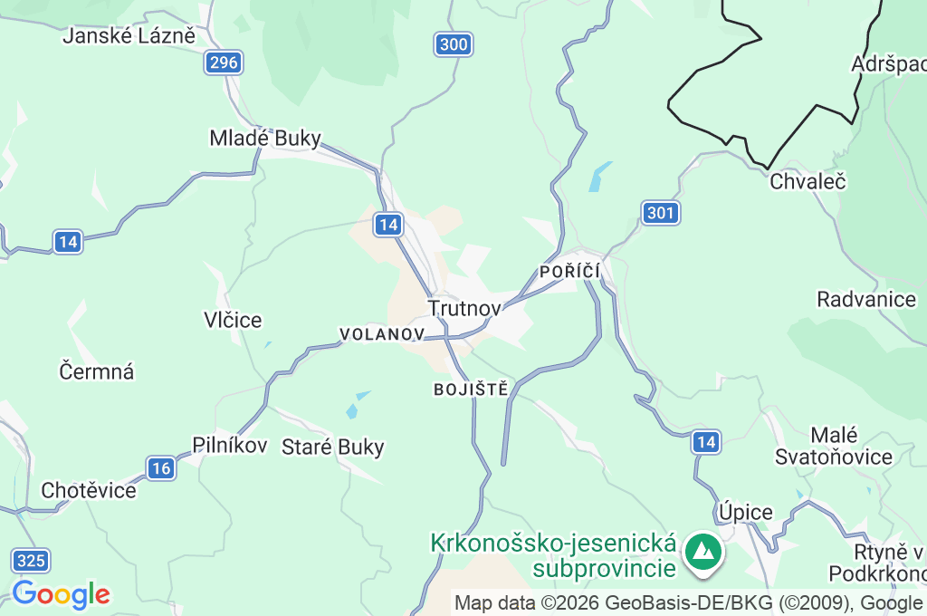 Trutnov Area Map