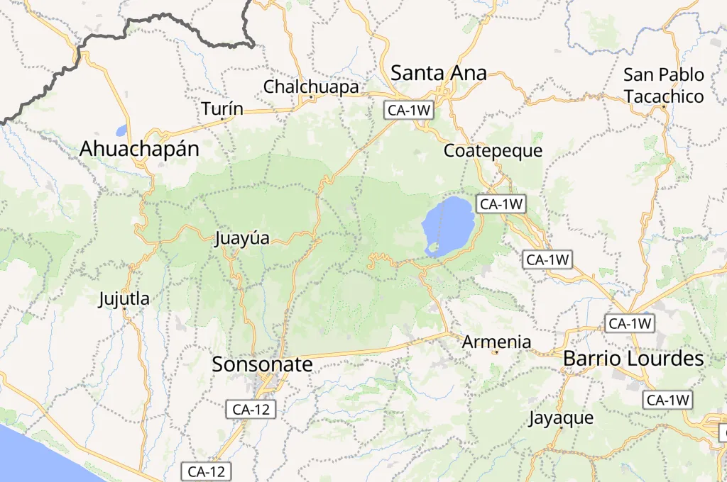 Volcán de Santa Ana Area Map Volcán de Santa Ana Area Map