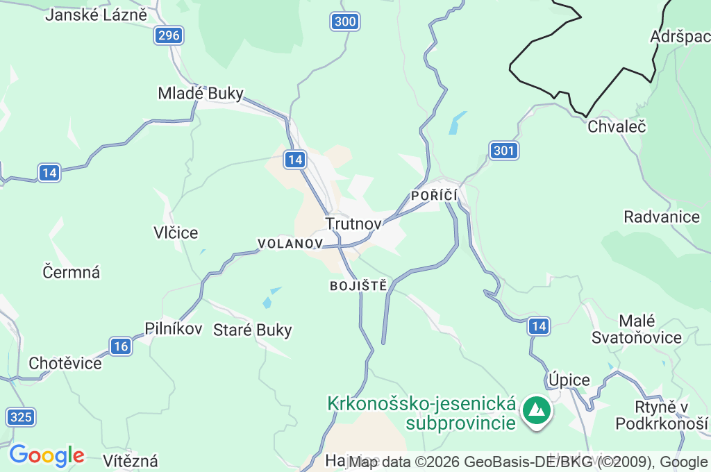 Trutnov Area Map