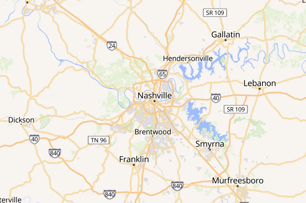 Nashville Area Map Nashville Area Map