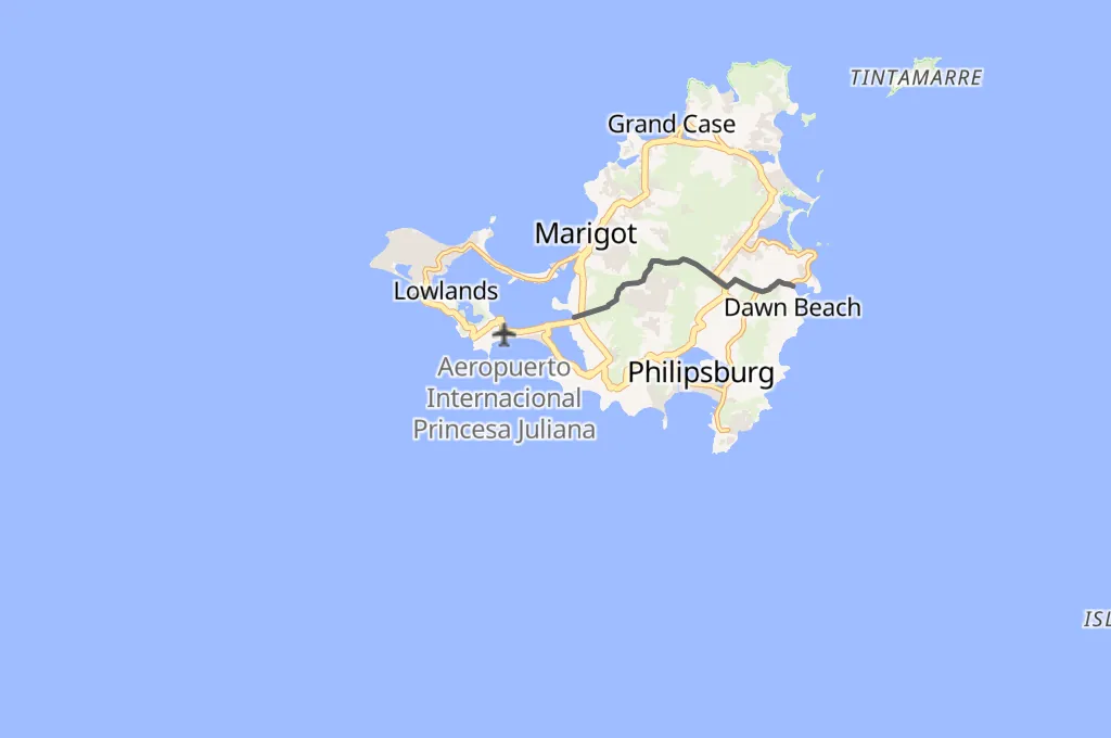 Playa de Simpson Bay Area Map