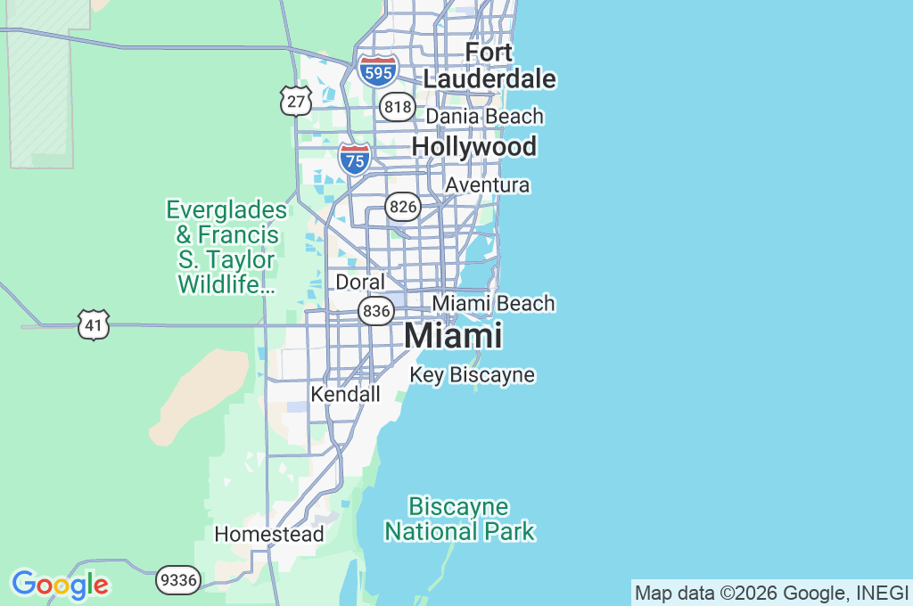 Bahía de Biscayne Area Map Bahía de Biscayne Area Map