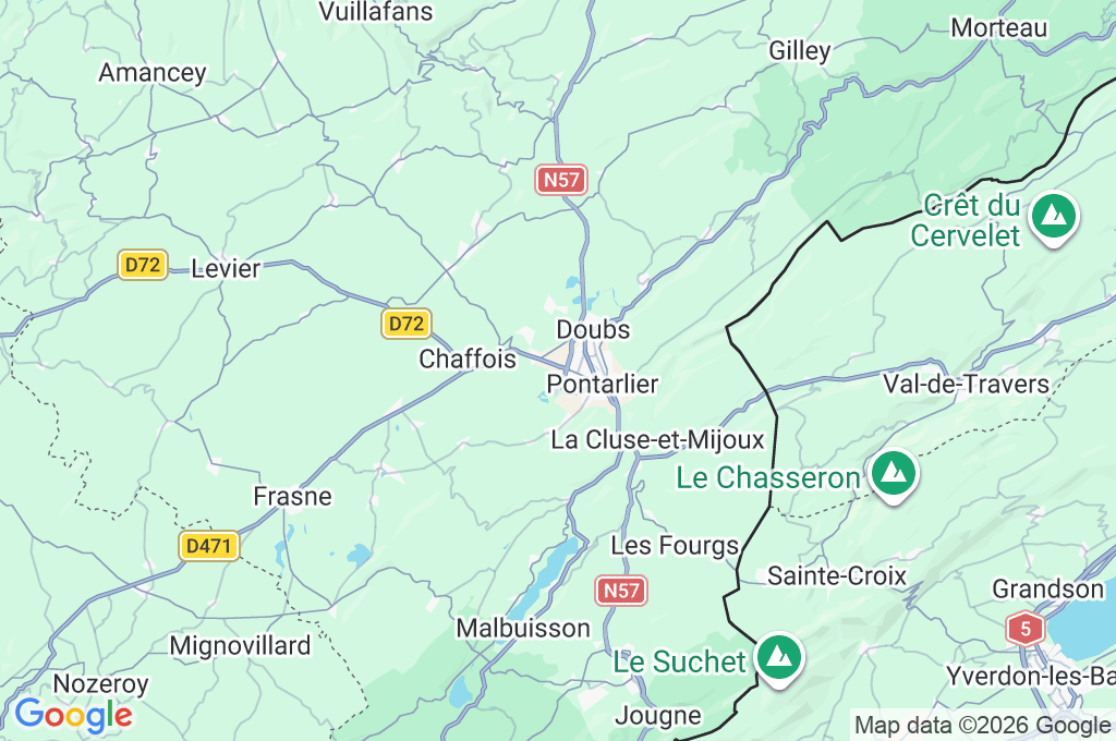 Aeropuerto de Pontarlier Area Map