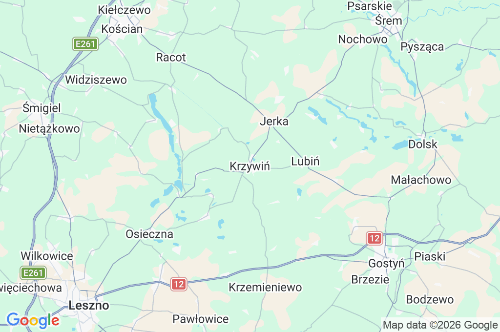 Krzywiń Area Map