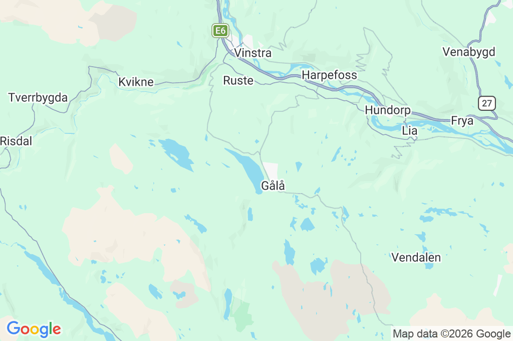 Gålåvatnet Area Map Gålåvatnet Area Map