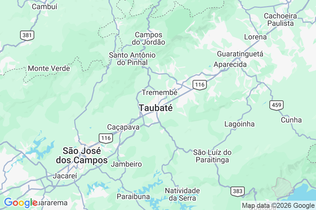 Taubaté Area Map