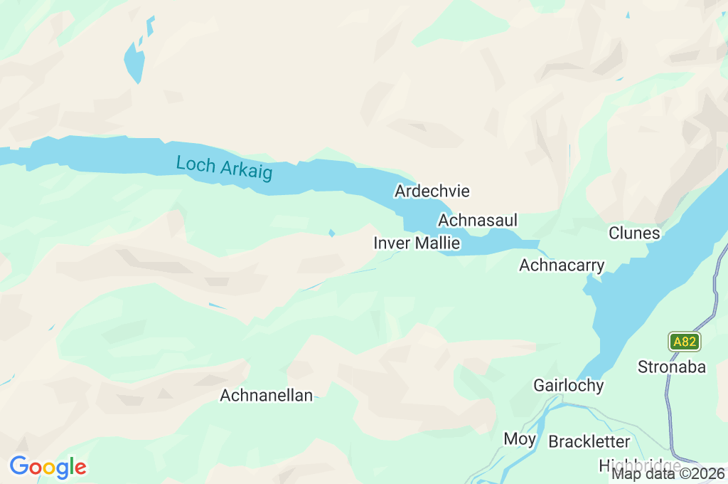 Bosque de Pinos de Loch Arkaig Area Map
