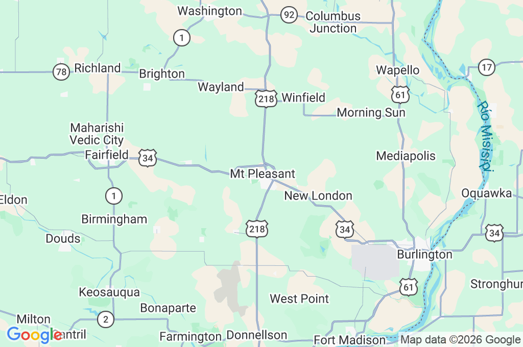 Mount Pleasant Area Map