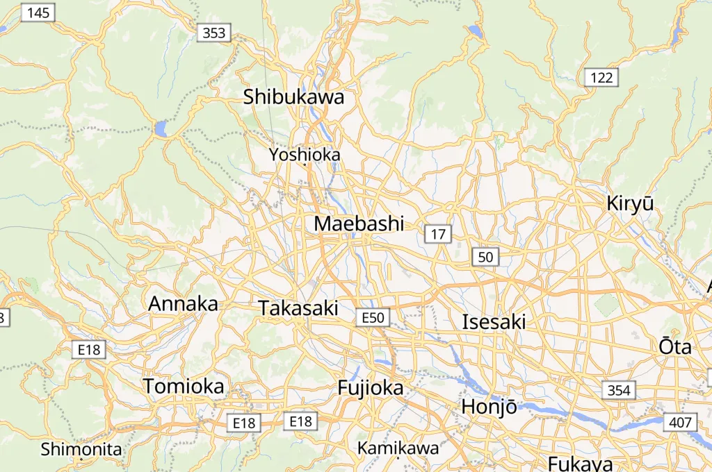 Maebashi Area Map Maebashi Area Map