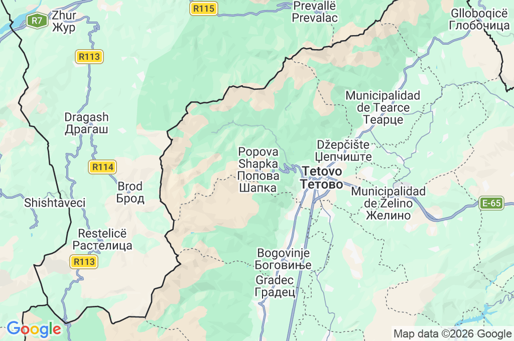 Popova Shapka Area Map