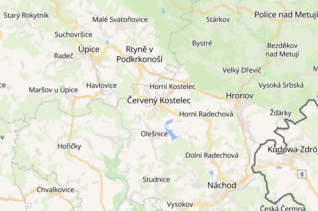 Červený Kostelec Area Map Červený Kostelec Area Map