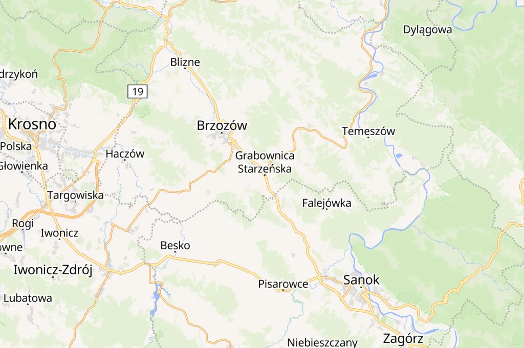 Grabownica Starzeńska Area Map Grabownica Starzeńska Area Map
