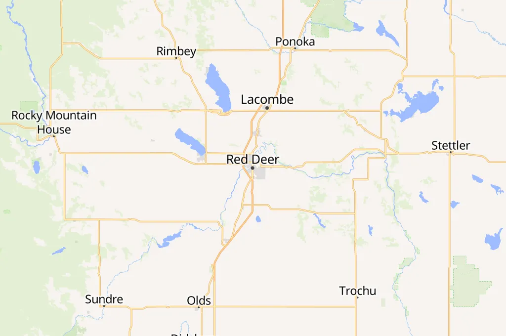 Red Deer Area Map