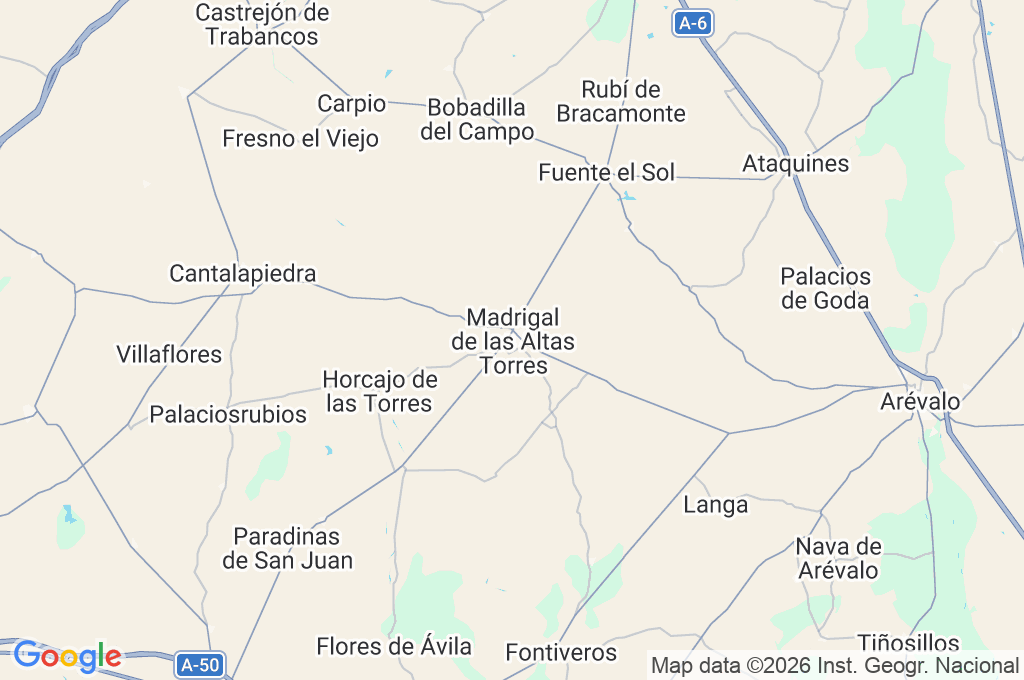 Madrigal de las Altas Torres Area Map