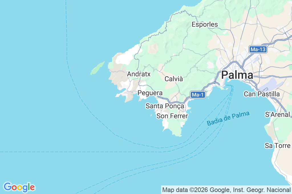 Cala Fornells Area Map