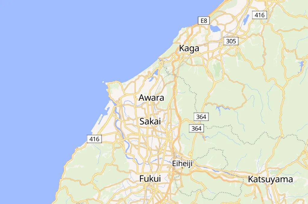 Estación de Awara-Onsen Area Map Estación de Awara-Onsen Area Map