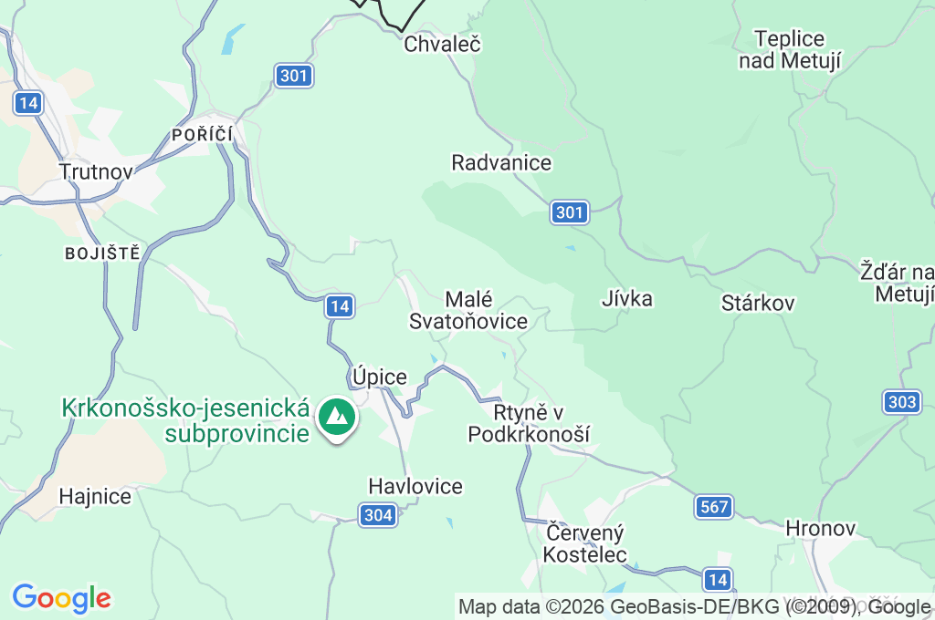 Malé Svatoňovice Area Map