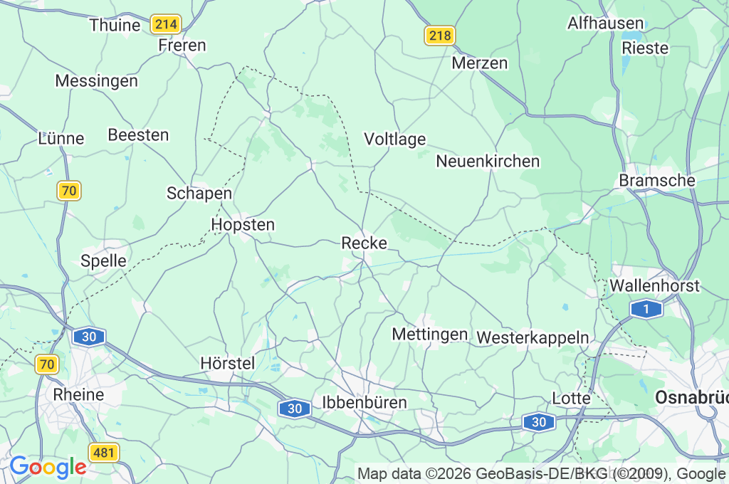 Recke Area Map
